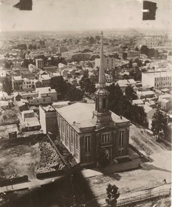 Widok na południowy zachód z kopuły gmachu sądu w Chicago, 1858 r